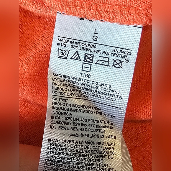 Old Navy Size Large Orange Linen Blend Scoop Neck Tee Shirt Dress Casual New Tag - Picture 9 of 9